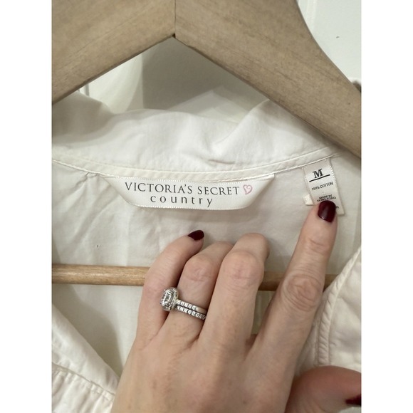 Victoria's Secret‎ Country Nightshirt Med Cream Cotton Rose Embroidered Vintage - Picture 4 of 7